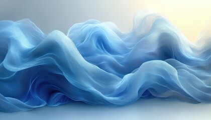Obraz premium Serene Abstract Waves Flowing Gradient Light Blue Minimalist Design