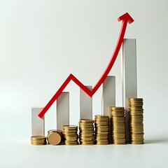 The Happy New Year 2025 cale financial annual plan for saving money, budget, tax, investment, financial, savings, and New Year Resolution retirement concept includes a growth coin stack and graph.