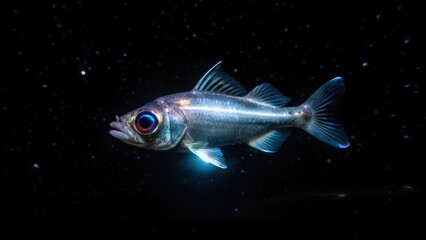 A Silver Fish with a Red Eye Glows in the Dark