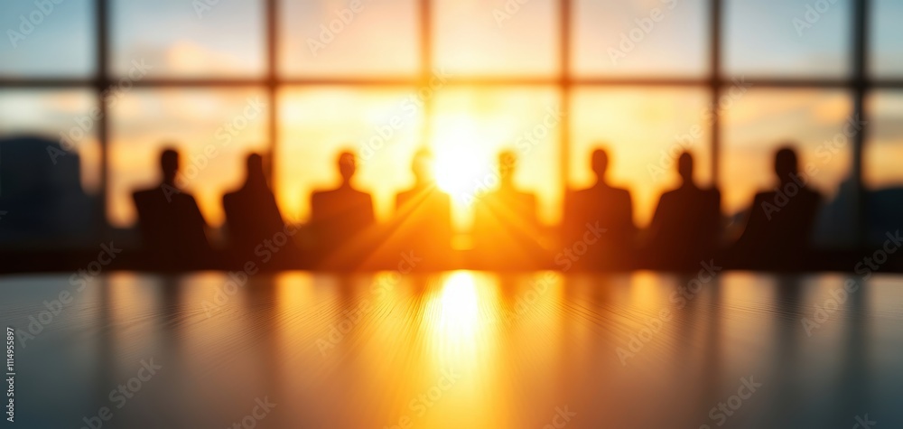 Aufkleber silhouette backlight posture business concept. a silhouette of a group in a meeting, with a bright s