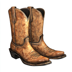 Male cowboy boots clipart isolated on white