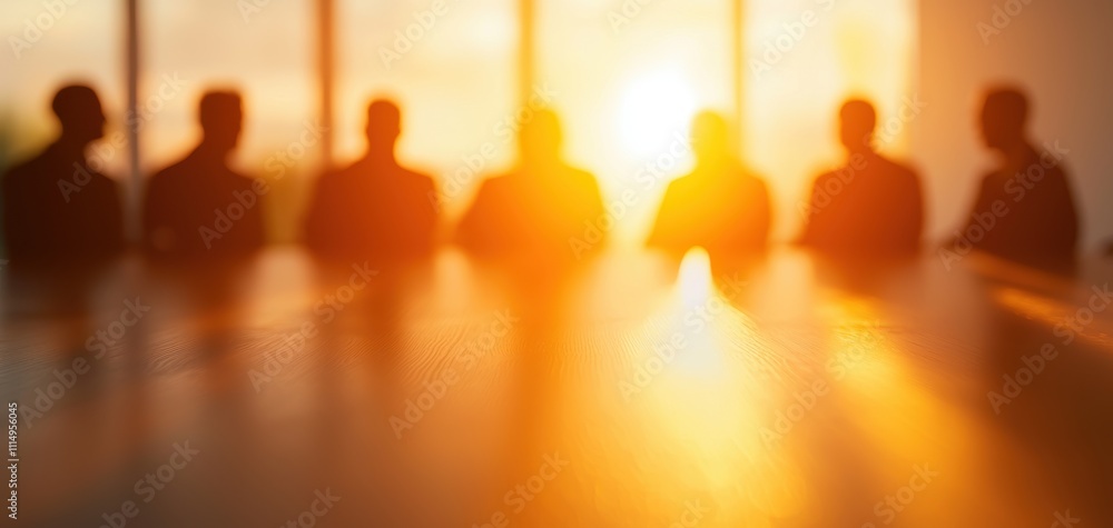 Aufkleber silhouette backlight posture business concept. a group of silhouetted figures sits around a table, b