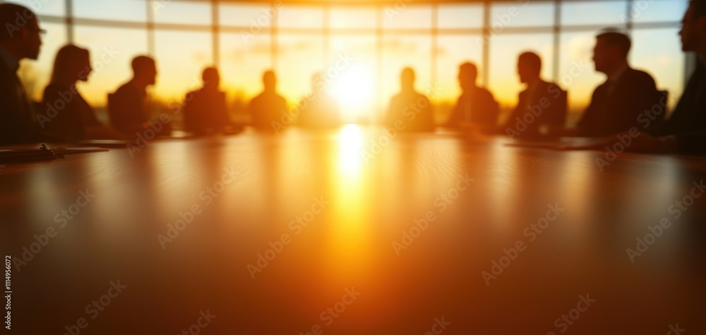Aufkleber silhouette backlight posture business concept. a silhouette of people at a conference table during s