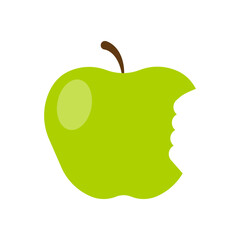 Green apple icon. Bite detail. Fresh fruit illustration. Vector design.