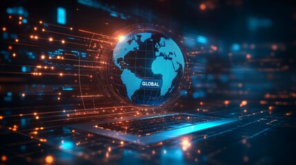 Obraz premium Global Connectivity Concept with Digital Globe