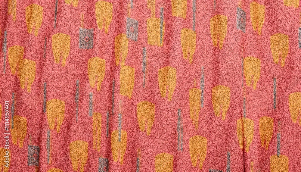 Poster abstract coral fabric with tooth and tool pattern
