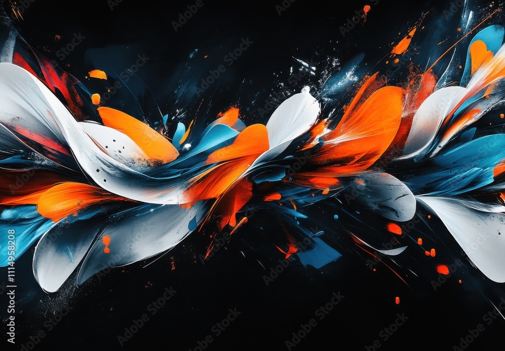 Aufkleber dynamic swirls of colorful abstract paint splashing across a dark background with vivid contrasts an