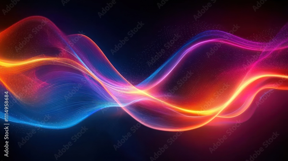 Poster neon wave abstract background with dynamic flow and glowing colors