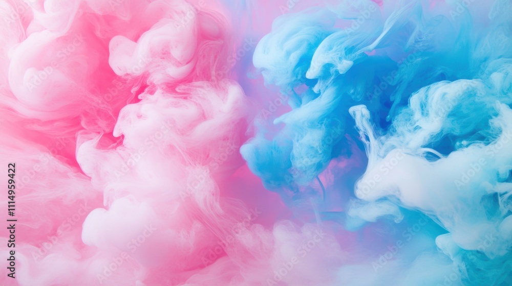 Aufkleber beautiful pink and blue ink clouds merge and swirl in clear water, creating captivating patterns and