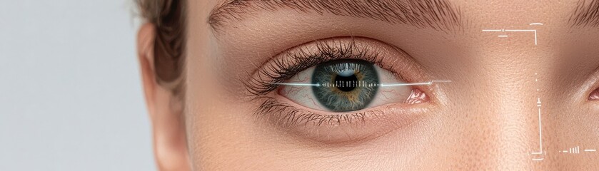 Naklejka premium A close-up of a human eye, showcasing its intricate details, colors, and textures, emphasizing its beauty and uniqueness.