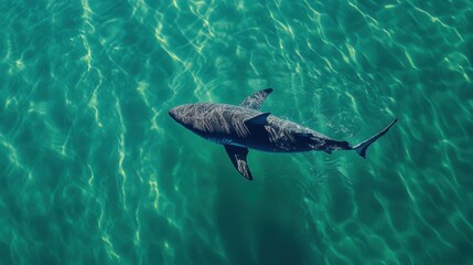 Majestic Shark Swimming Gracefully in Crystal Clear Ocean Waters, Showcasing the Beauty of Underwater Life and the Fascination of Marine Ecosystems