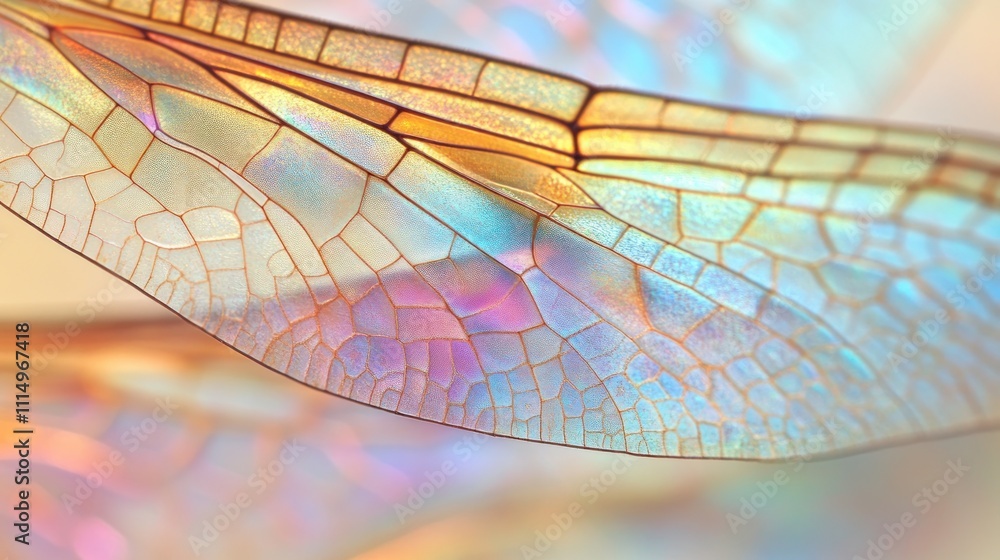 Poster close-up of iridescent insect wings showcasing intricate patterns