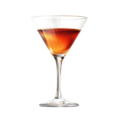 Fototapeta premium Elegant Martini Glass with Rich Amber Drink on white background