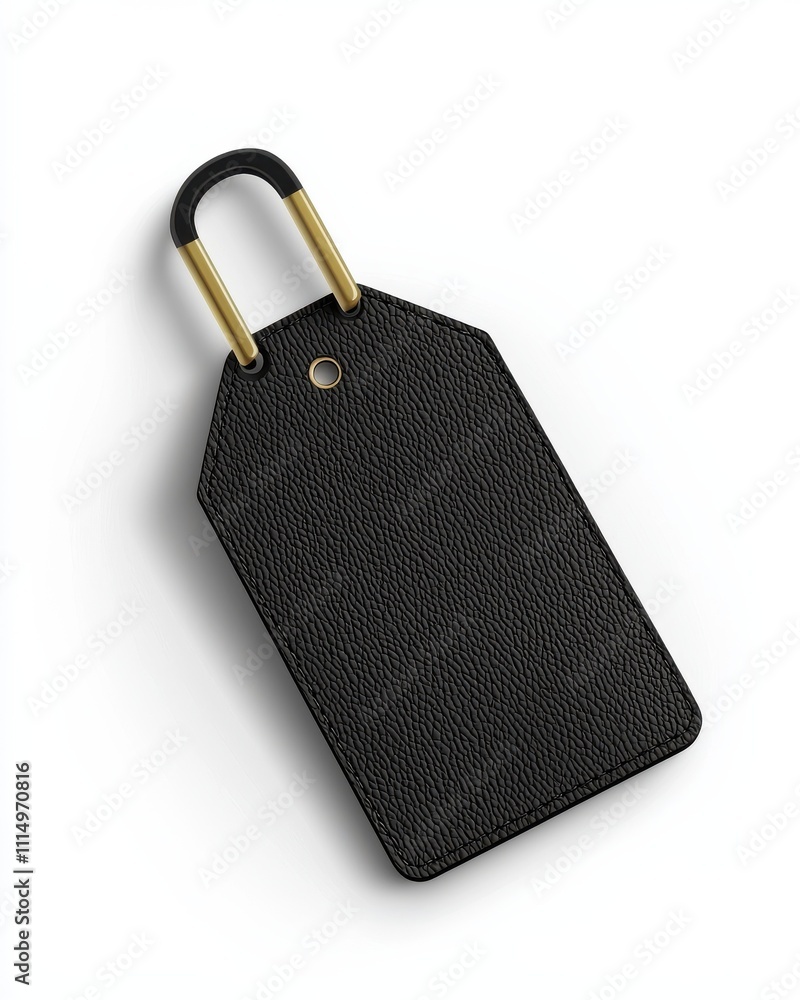 Poster elegant black leather tag display studio setting product minimalist design close-up view branding co