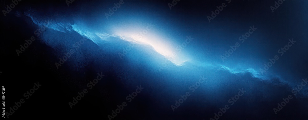 Aufkleber abstract glowing blue gradient light minimal design with dark background and noise texture