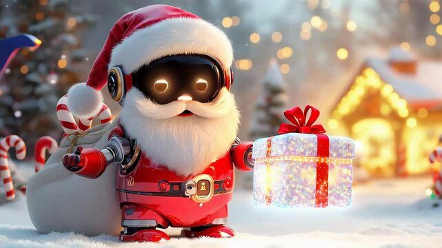 Cute robot santa clause