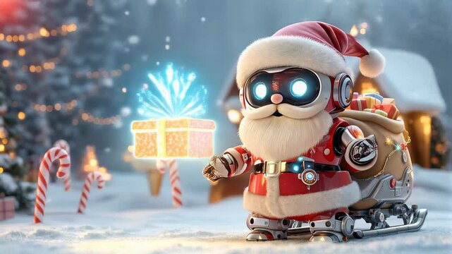 Cute robot santa clause