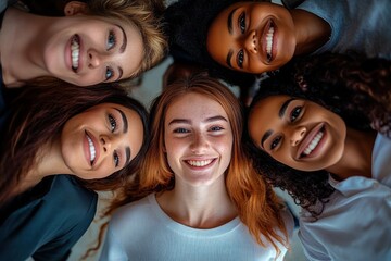 Obraz premium Diverse Young Professionals Celebrating Teamwork and Equality in a Warm Atmosphere