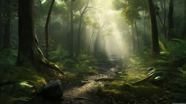 Desktop HD wallpaper forest hyper realistic