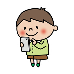 スマートフォンを使う子供（男の子）