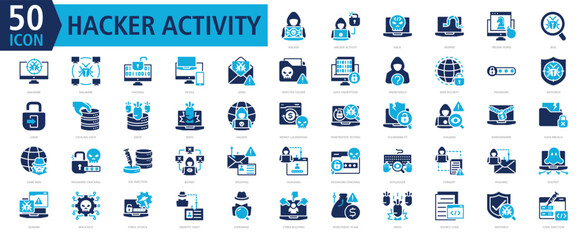 HACKER ACTIVITY ICONSET COLOR FILL STYLE with hacker,hacker activity,hack,worms,trojan horse,bug,malware,malware,hacking,device
