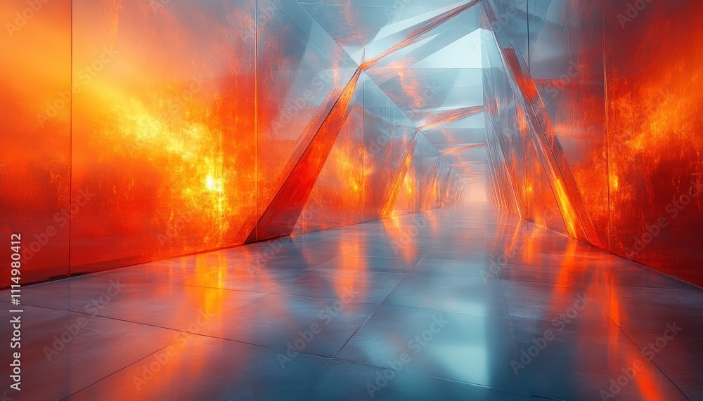 Poster futuristic abstract geometric art with dynamic angles and lighting for business design