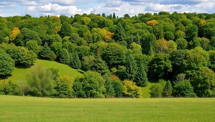 Obraz premium Lush Green Forest Hillside Meadow Landscape