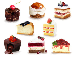 Hand drawn illustration of assortment of sweets