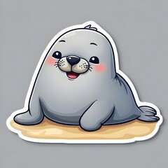 Fototapeta premium Adorable Kawaii Seal with Big Nose and Small Flippers
