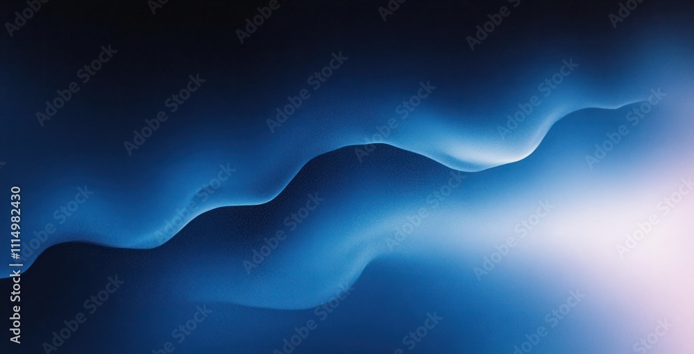 Poster deep blue black abstract gradient background with ethereal lighting and soft flowing shapes for larg