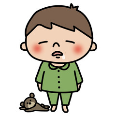 パジャマを着た眠そうな子供（男の子2）