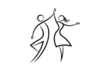 dancing couple vector art on white background. line art dancing couple vector logo design