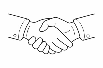 Fototapeta premium line art vector handshake between two people on white background. hand shaking line art vector.