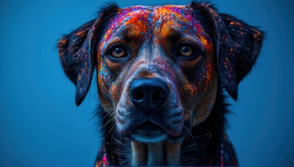 Vibrant dog portrait studio pet photography artistic close-up colorful expression