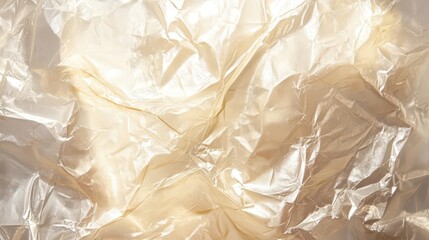 crumpled, translucent plastic wrap with glimmering reflections and subtle color variations, creating an artistic overlay effect ideal for album covers