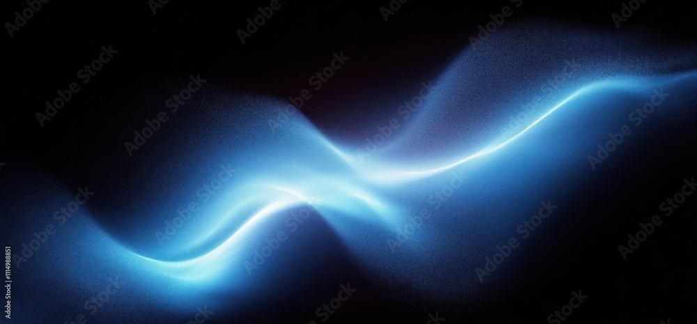 Poster glowing blue gradient abstract shape on dark grainy background futuristic dynamic design
