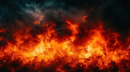 Obraz premium dramatic portrayal of a hellish landscape engulfed in flames, embodying a religious concept of fiery damnation, with dark tones and intense visuals creating a sense of dread