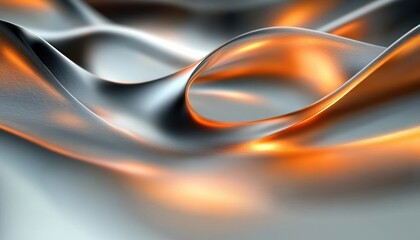 Fototapeta premium Abstract Metallic Waves Fluid Composition with Smooth Curves and Soft Lighting