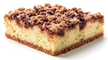 Food, Traditional Streusel Cake, on White Background, Realistic Photo, Wallpaper, Cover and Screen for Smartphone, PC, Laptop, 9:16 and 16:9 Format