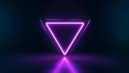 Fototapeta premium neon triangle floating in a dark space