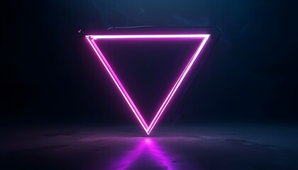 Naklejka premium neon triangle floating in a dark space