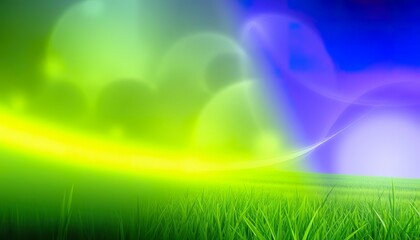 Obraz premium Vibrant Green Field Underneath A Colorful Sky