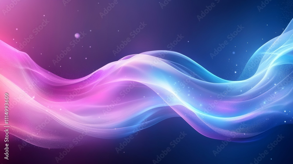 Poster colorful abstract waves of light in a smooth gradient design
