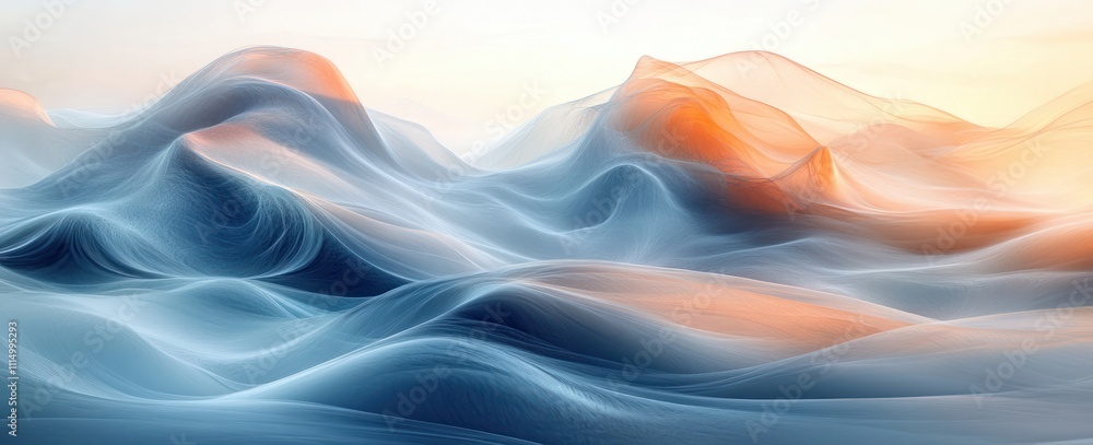 Poster serene abstract landscape with soft curves and minimalist design