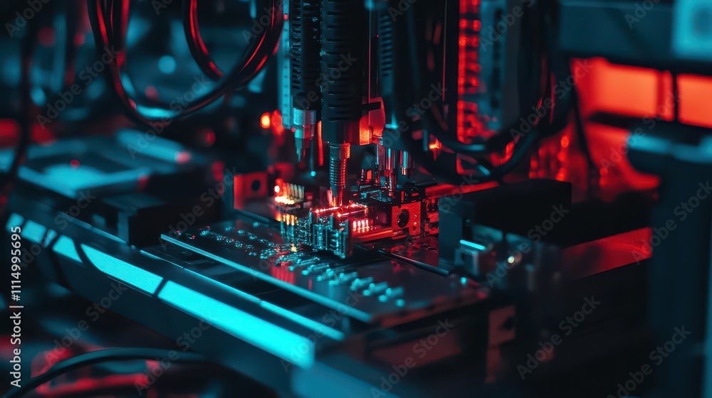 Poster fiber optic cable splice machine actively engaged in internet connectivity tasks, showcasing precisi