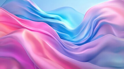 Obraz premium fluid, flowing wave of colorful cloth rendered in 3d, creating a sense of movement and texture, with soft gradients and light reflections enhancing its beauty