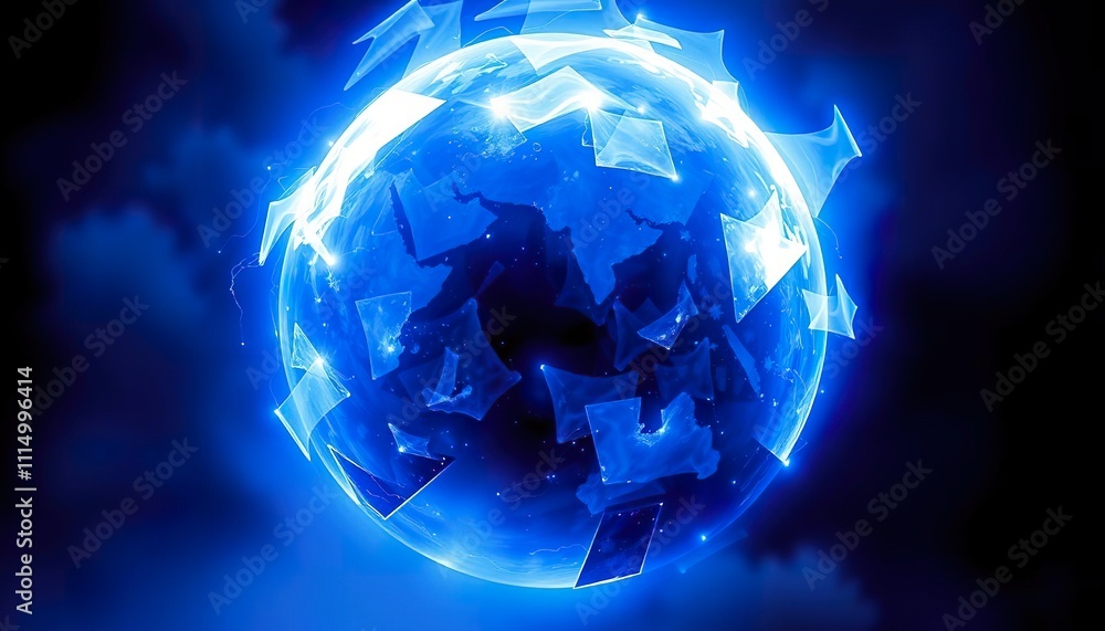 Poster global network data flowing around earth