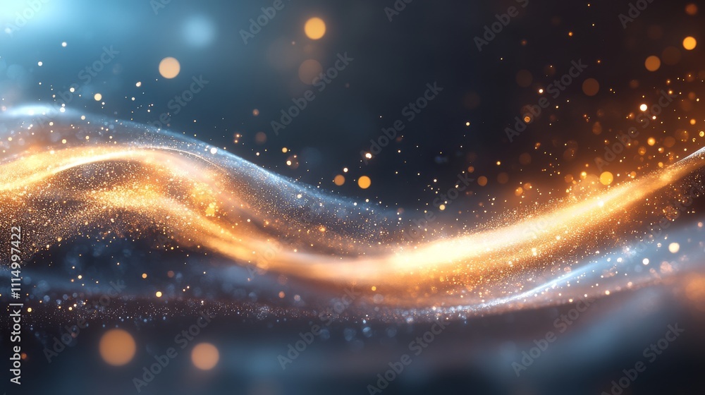 Poster captivating flowing lights and particles in soft focus background