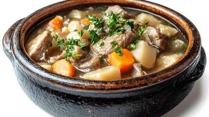 Food, Tripe Stew, on White Background, Photo Realistic, Wallpaper, Cover and Screen for Smartphone, PC, Laptop, 9:16 and 16:9 Format