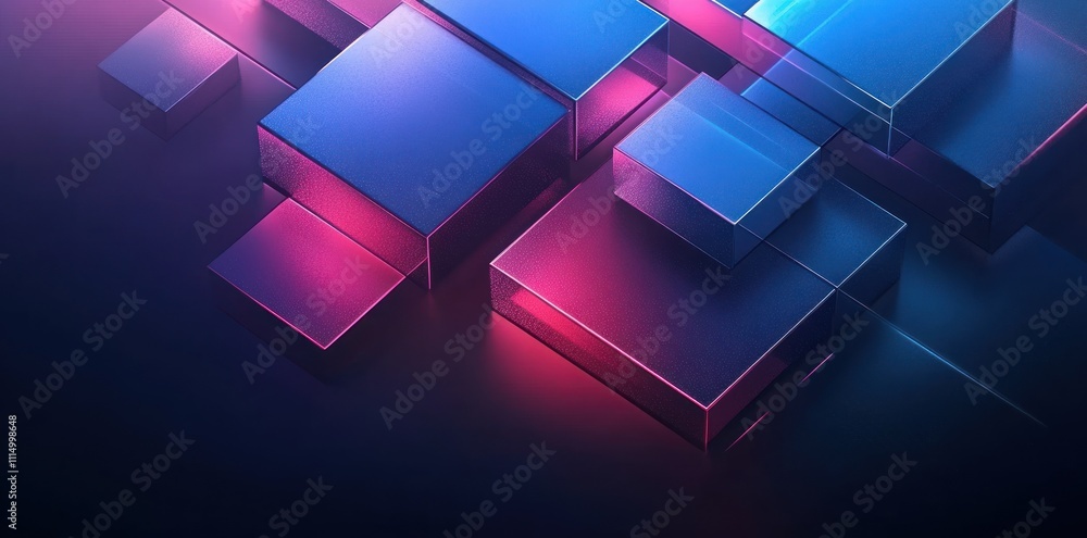 Poster geometric overlapping squares with soft glowing gradients